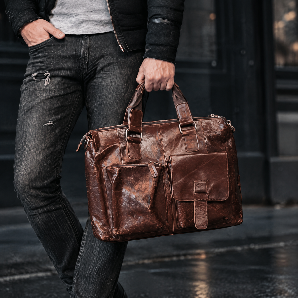 The Voyager Leather Briefcase