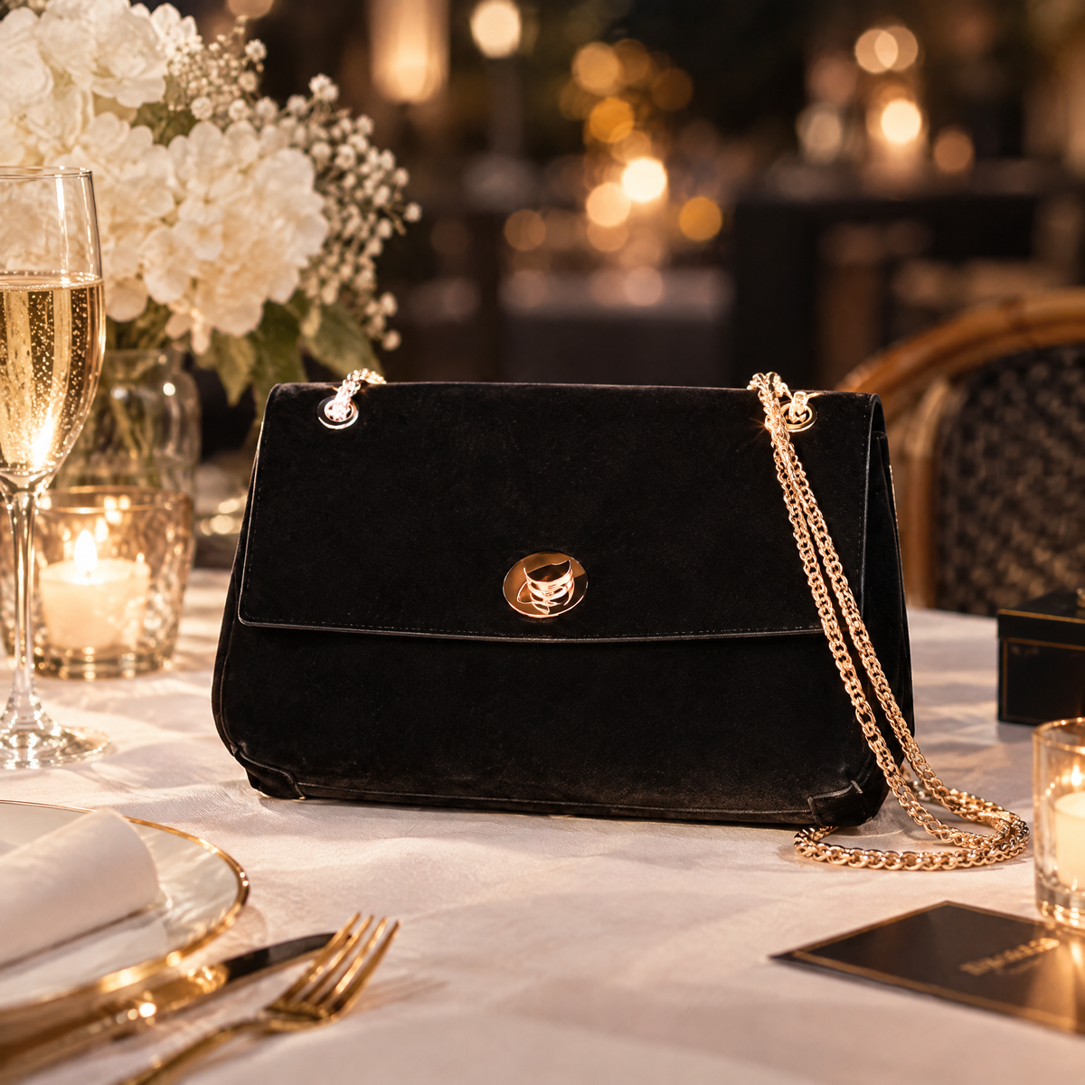The Noir Velvet Evening Bag